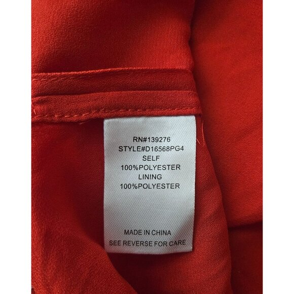 2/$35 Daniel Rainn Orange Floral Sleeveless Lined Blouse Pleated Neckline Small - Picture 8 of 9